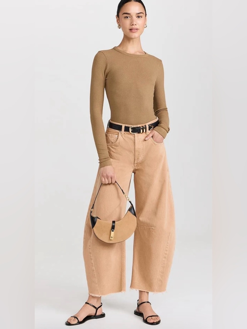 CITIZENS OF HUMANITY Bina Crew-Neck Sweater Light Brown, Size S